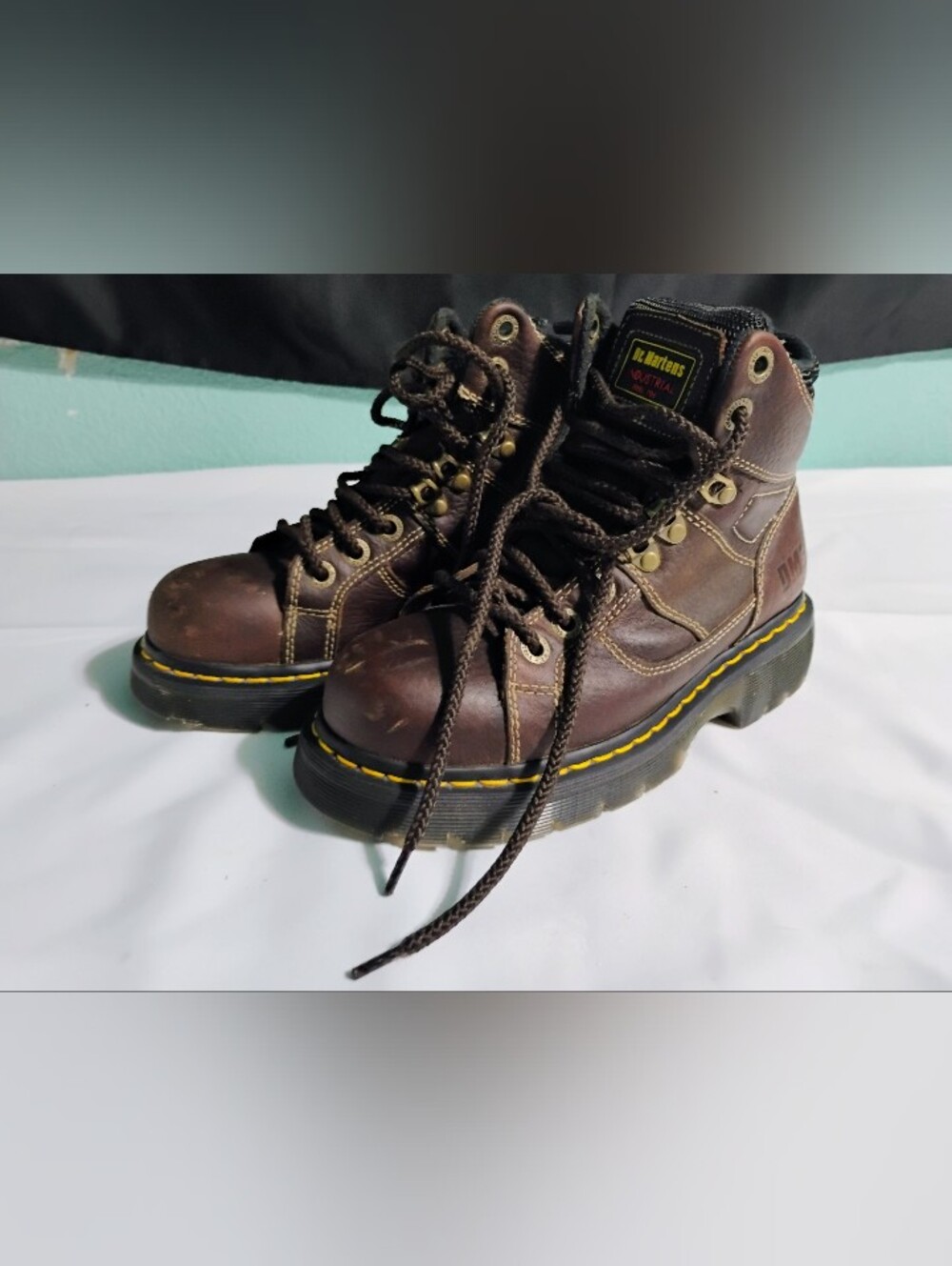 Dr. Martens Industrial Steel Toe Women's Sz 6 Lace Up Brown Leather Boots